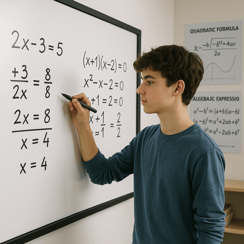 AI tools for teachers in Mathematics – Student solving algebra on digital whiteboard